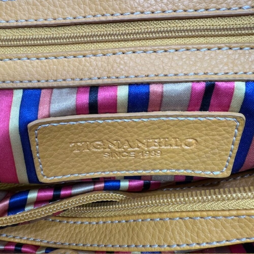 Tignanello Grain Leather Medium Yellow Shoulder Bag + FREE Silk Floral Scarf(39 - Picture 5 of 13